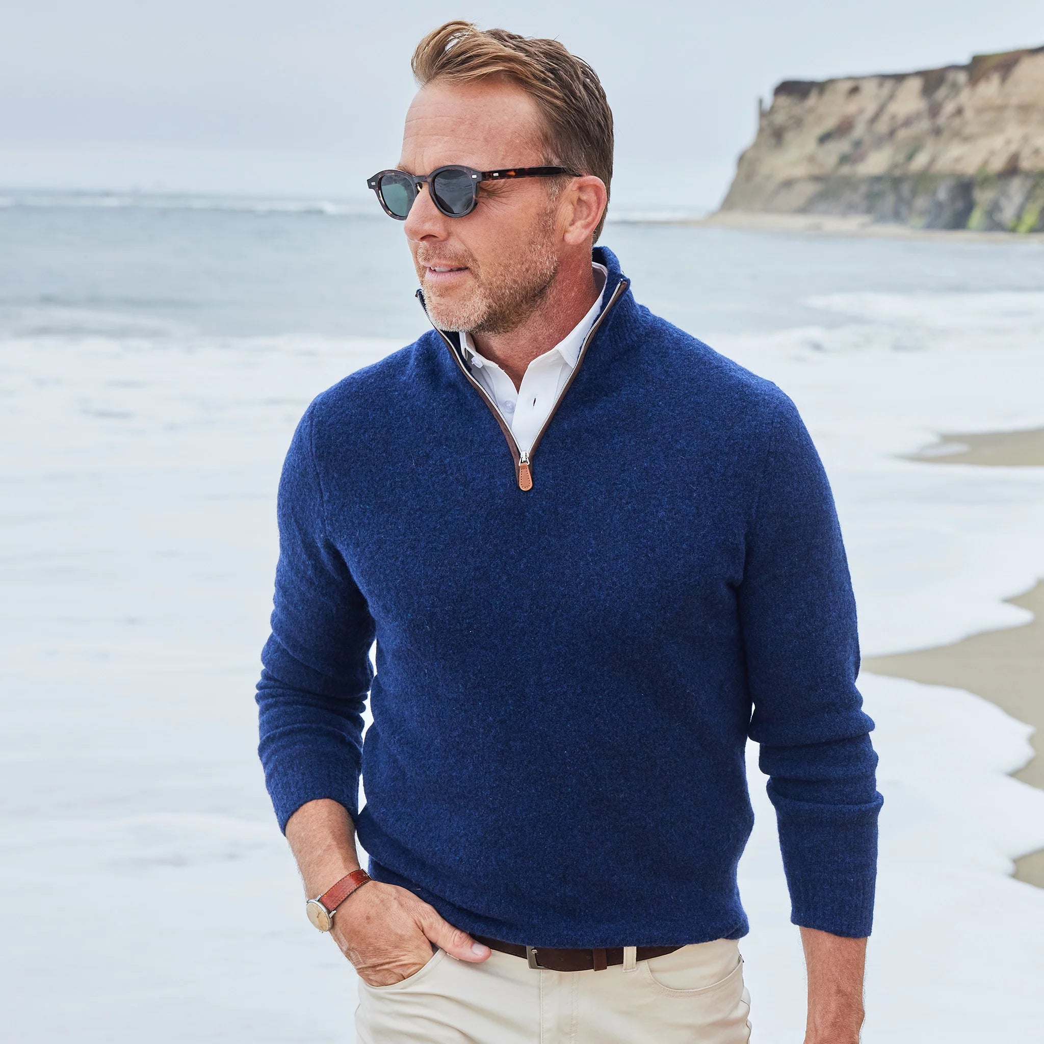 LUXURY WOOL ZIP PULLOVER